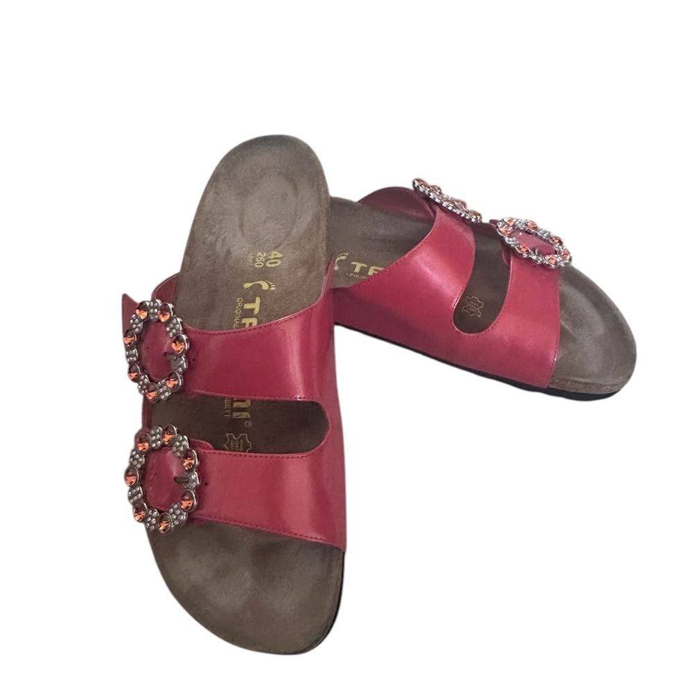 Birkenstock red Rhinestone Buckle Sandals